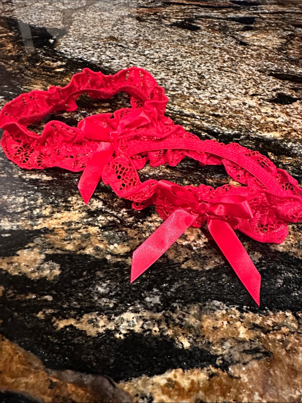Red lace leg garter set one size